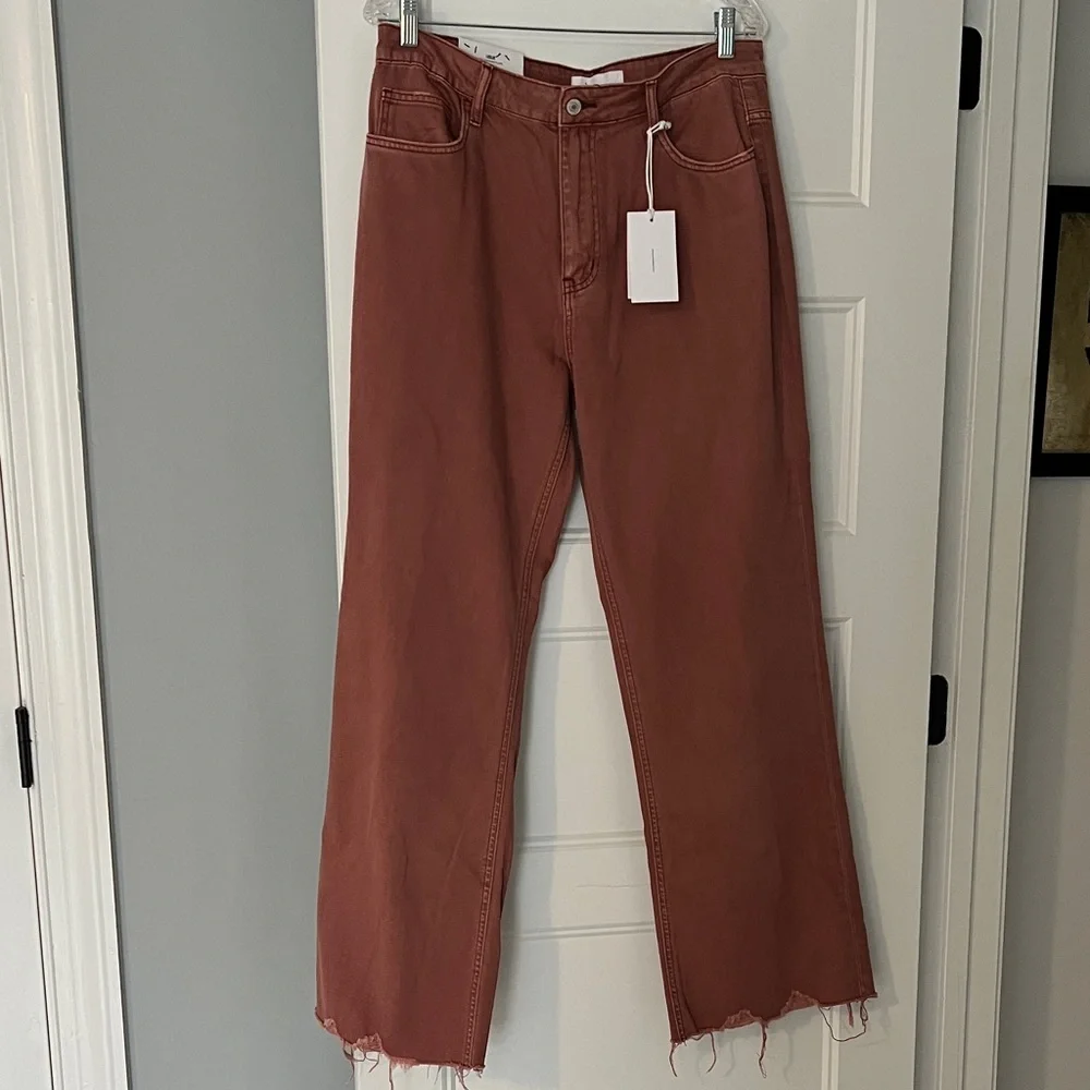 New High-Rise Wide Leg Jeans in Rust - Women's Flare NWT - Picture 1 of 4